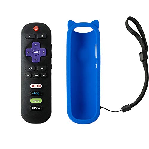 Remote Control Hulu Starz App Shortcut Key for TCL Roku TV RC280 32S305 49S405 49S403 43S303 65S405 55S405 43S405 55S403 32S301 50FS3800 32S3750 32S3800 32S4610R 32s325 Blue Silicone Cover for Free