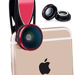 See Phone Camera Lens, LIANSING Universal Magnetic Camera Lens Kits for phone 3 in 1 Clip-on 198° Fisheye lens + 0.63X Wide Angle lens + 15X Macro lens for iPhone, Samsung and Android SmartPhone RED Details