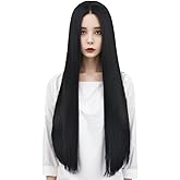 Saiiwnn 31 inch Long Black Wig Straight Wig Women Halloween Cosplay Hair Wig Costume Wigs For Women Witch Wig