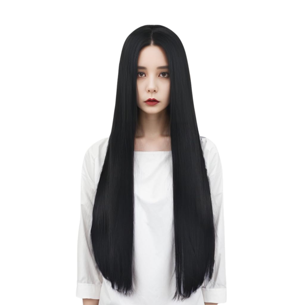 Photo 1 of 31 inch Long Black Wig Straight Wig Women Halloween Cosplay Hair Wig Costume Wigs For Women Witch Wig