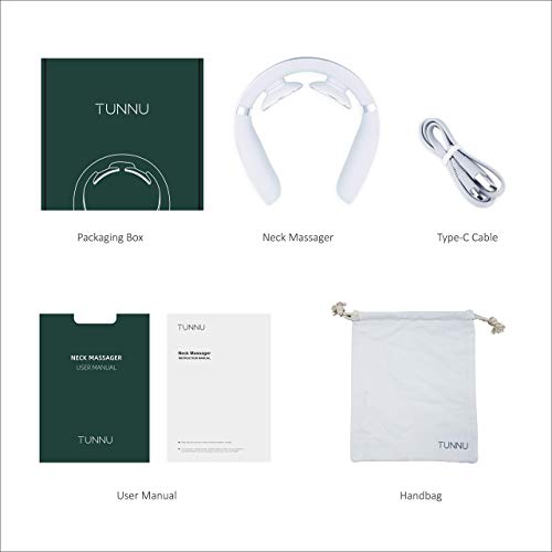 Tunnu Neck Massager for Pain Relief, Deep Tissue with Heat, Hands-Free Portable, 5 Modes 16 Levels Hand Massage Simulation, Intelligent Massage for Sore Relief, A Gift with Free Handbag
