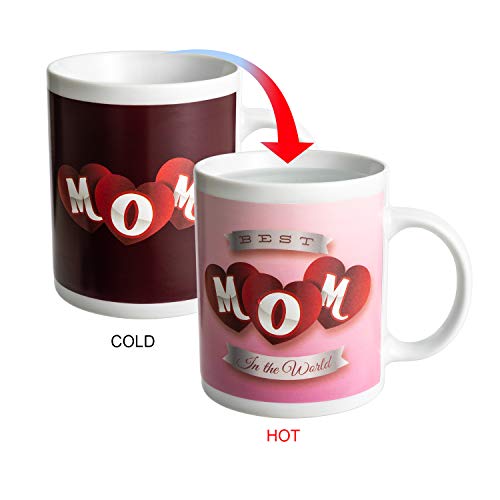 Coffee Mugs,AMASKY Color Changing Mug,Heat Sensitive Magic Art Cup,Large Coffee Tea Plum Blossom Porcelain Mugs, Great Gift for Mom & Dad in Mother's Day or Father's Day and Christmas(A Pair in Pack).