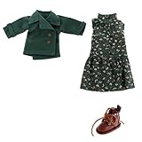 MagiDeal Trendy Doll Floral Sleeveless Dress & Coat + PU Leather Boots for 12inch Takara Blythe Doll Clothes Dress Up Accessories