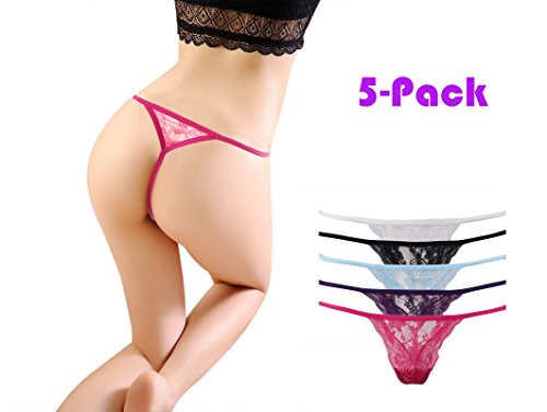 Sexy G-string Thong Panty Underwear Pack of 5 (Medium, Assort Color 5 PCS)