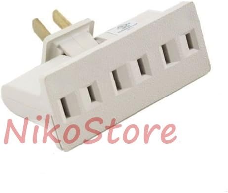 2 Prong 3 Outlet Grounded AC Power Swivel Light Wall Tap Adapter Beige
