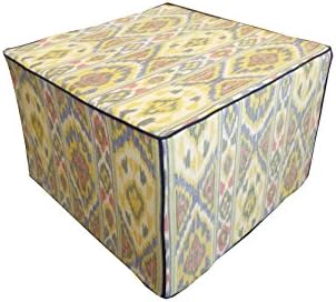 Jiti Hand Made Real Woven Pouf, 22 by 22 by 15-Inch, Ikat