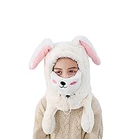 Yimeezuyu Kids Winter Hat Scarf Cartoon Winter Plush Warm Earflap Hoodie Beanie Hat Scarf Gloves Set White