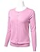 FLORIA Women's Button Down Crew Neck Long Sleeve Soft Knit Cardigan Sweater BABYPINK M