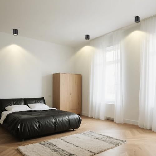 Gleonlux Ceiling Spotlight Adjustable Black 6 Pcs, Ceiling Spotlights GU10 230 V, Aluminium Internal LED Downlight, LED Round Ceiling Spotlights, Modern Ceiling Light, with GU10 Socket