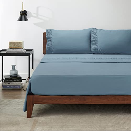 Bedsure King Size Sheets Sets Spa BlueSoft 1800 King Bed Sheets, 4 Pieces Microfiber Sheets for
