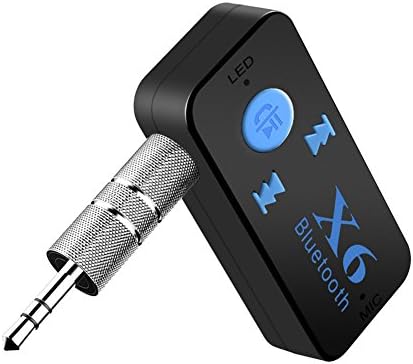 KANWAWO Wireless Car USB Bluetooth Receiver Aux 3.5mm Jack Audio Adapter Aux Bluetooth Handsfree Car Kit A2DP Stereo Mp3 Music Receiver for Mobile Phone Speaker,Built-in Battery, A2DP ,TF Slot (Black)