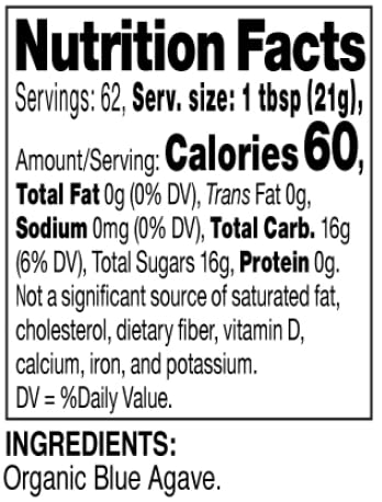 MADHAVA ORGANIC LIGHT AGAVE, 100% PURE BLUE NECTAR | SUGAR ALTERNATIVE | VEGAN | NON GMO | NATURAL LIQUID SWEETENER, 46 OZ. (PACK OF 2)