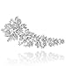 EVER FAITH Bridal Silver-Tone 7.6 Inch Flower Leaf Brooch Clear Austrian Crystal A06316-13