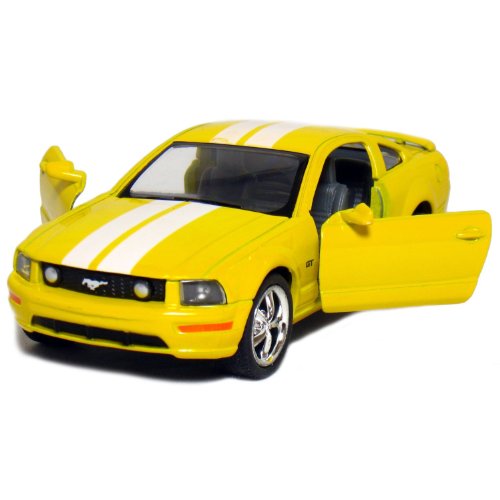 5" 2006 Ford Mustang GT with Stripes 1:38 Scale (Yellow)