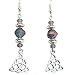 Beaded Celtic Knot Earrings Triquetra Gold Fleck Denim Blue Grey and Silver Handcrafted Dangles