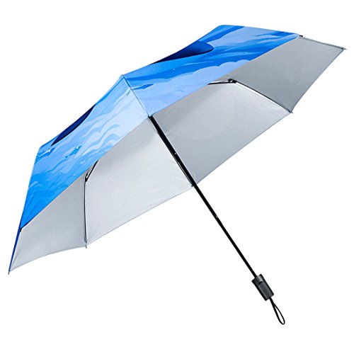YUENA CARE Windproof Umbrellas Travel Tri-fold Sunscreen Ocean Whale Umbrella