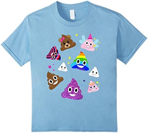 Kids Cute Girl Rainbow Emoji Poop T-Shirt - BFF Gift or PJ Tee 8 Baby Blue