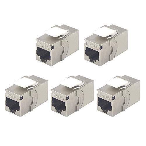 image for VCE 5 Pack RJ45 Shielded Cat6A Keystone Jack Coupler CAT6 CAT5 CAT5E F