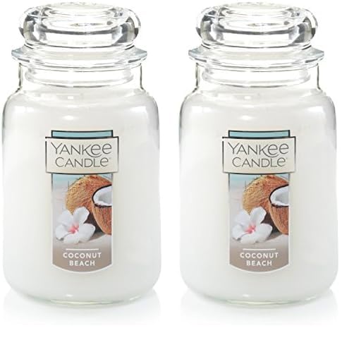 Yankee Candle Coconut Beach Scented, Classic 22oz Large Jar Single Wick Candle, Over 110 Hours of Burn Time, Ideal for Gift-Giving, Special Occasions (Pack of 2)