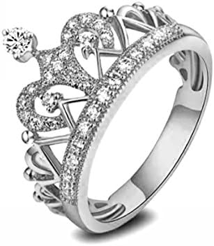 New 18k Gold Plated Cubic Zirconia AAA CZ Princess Crown Tiara Band Ring R66 (white gold gp size 6)