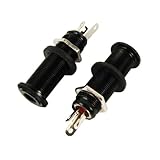 Musiclily 1/4 inch Mono Output Cylinder Jack for Guitar Bass, Black(Pack of 2)