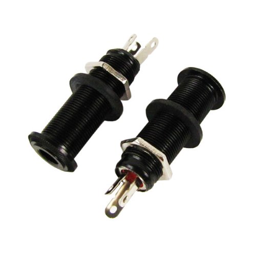 Musiclily 1/4 inch Mono Output Cylinder Jack for Guitar Bass, Black(Pack of 2)