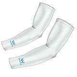 Arm Sleeves with Anti-Slip, UV Protection, Best Sports Compression Shooter Cooling Sleeve for Men, Women and Kids (White, S)