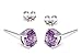 .925 Sterling Silver 6mm Round Shape Purple Cubic Zirconia Stud Earrings