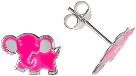 Pink Enamel Elephant Stud Earrings/Ear Studs - 925 Sterling Silver - Supplied in Free Gift Box or Gift Bag