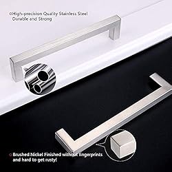 homdiy 10 Pack | 8" Brushed Nickel Cabinet Pulls