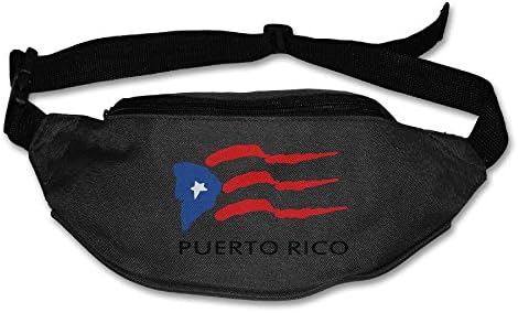 Heard Me Unisex Puerto Rico Flag Tribal Fanny Pack Waist Bag Phone Holder Adjustable Running Belt For Cycling,Vacation,Hiking,Gym Black