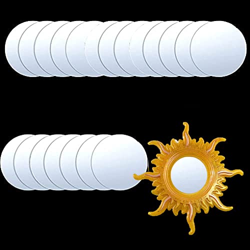 FineInno 20 Pieces Wall Stickers Mirror, Mini Circle Mirrors, Acrylic Mirrors for Compact Frame, Mosaic Tile Pieces for Wall Decor, DIY Craft Projects