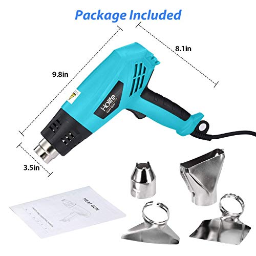 Heat Gun, HoLife 1500W Dual Temperature Hot Air Gun with Four Nozzle, Over-load Protection for Crafts, Shrink Wrapping, Removing Paint