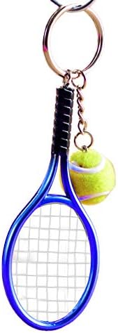 Mini Tennis Ball Racket Charm Pendant Unisex Sports Car Key Ring Keychain Gift - Blue GlobalDeal Direct