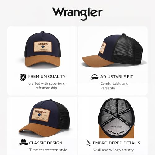 Montana West X Wrangler - Juego de 2 piezas de gorra de béisbol de malla transpirable estructurada con 7 paneles ajustables