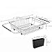 Sink Dish Drying Rack with Silverware Drying Storage Holder, in Sink or on Countertop Dish Drainer, Adjustable Bar Drying Basket, Rust resistant Stainless Steel