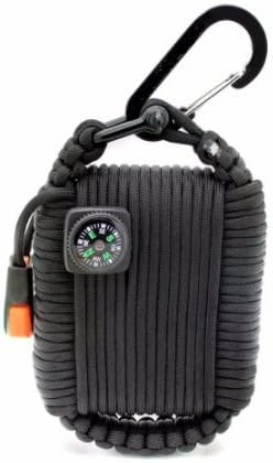 Survival Gear with Compass Whistle and Survival Knife by FirstChair Military Survival Kit Containing 30 Pieces (Black)