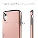 SAMONPOW Case for iPhone XR Case Wallet Card Holder Shell Heavy Duty Anti Scratch Dual Layer Hard PC Soft Rubber Bumper Cover for iPhone XR 6.1 inch Rose Gold