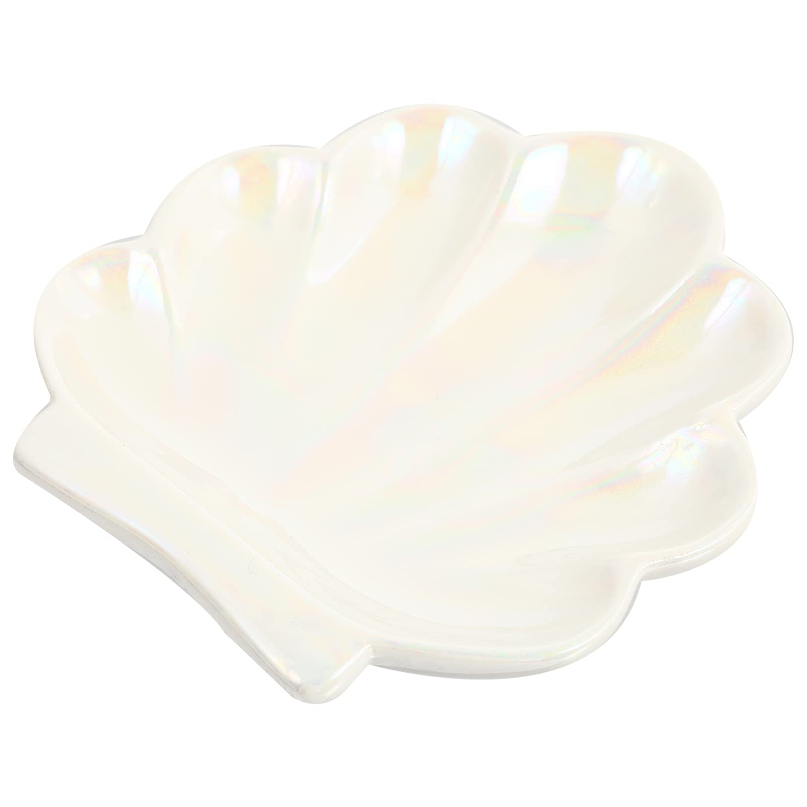 Healifty Shell Jewelry Tray Ceramic Seashell Trinket Plate Decorative Jewelry Dish Ring Holder Mermaid Vanity Desk Organizer for Bracelet Necklace Earring White
