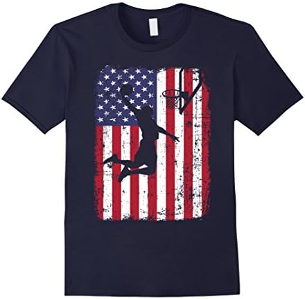 Mens USA American Flag Basketball T-Shirt Medium Navy