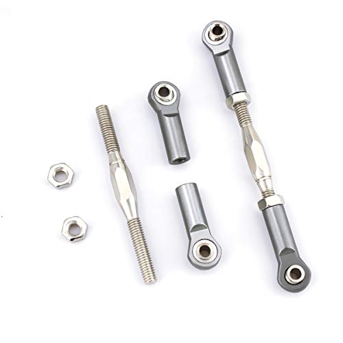 Hosim Front Rear RC Turnbuckles & Camber Linkage Rod - 2PCS Aluminum 83-97mm Adjustable Steering Servo Link for 1/10 Traxxas Slash 4x4 5807 Stampede RC Cars Upgraded Hop up Parts (Titanium)