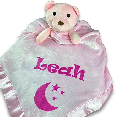Custom Catch Personalized Teddy Bear Baby Blanket Gift for Girl Pink
