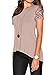 Phoenix Women Khaki Asymmetric Hem Short Sleeve with Sequin Inserts Shirt Top, Khaki, Large