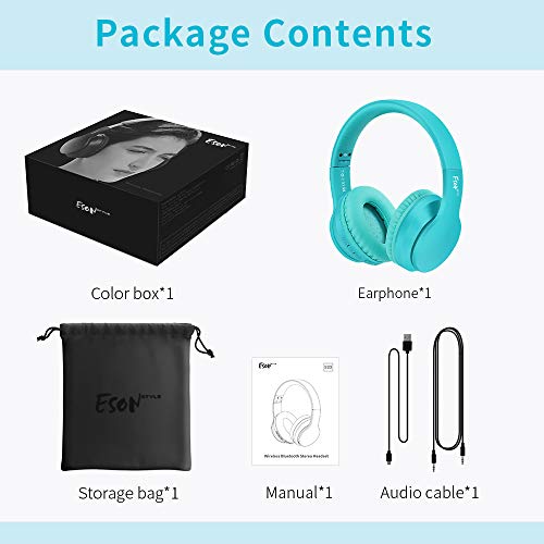 Bluetooth Headphones Over Ear, Comfortable Wireless Headphones, Rechargeable HiFi Stereo Headset, w/Wired Mode, CVC6.0 Microphone for Cellphone Online Class, Home Office, PC (Light Green)