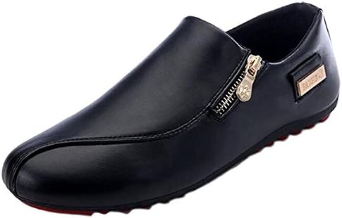 WUIWUIYUMen's Slip-on Zipper Moccasin Oxfords Loafers