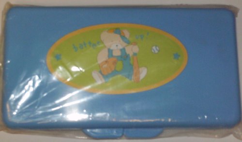 Blue Baseball Bear Baby Wipes Case