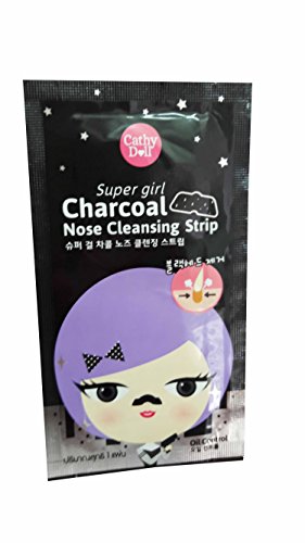 10 sheets of Cathy Doll Super Girl Charcoal Nose Cleansing Strip. Oil control. (1 strip/ 1 sheet)
