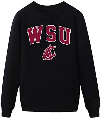 WUHAI Men's NCAA Washington State University WSU Cougars Logo Sweatshirts