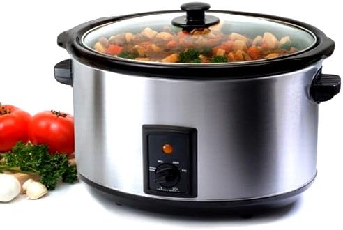 8.5 Quart Stainless Steel Crock Pot Slow Cooker with Tempered Glass Lid
