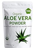 Organic Aloe Vera Leaf Powder, Trial Pack of 4 Oz/112 Gm, Aloe Barbadensis - USDA Organic Herbal Cosmetics, Natural Hair & Skincare, Moisturizer, Ayurvedic Superfood ,Resealable Pouch of 4 oz